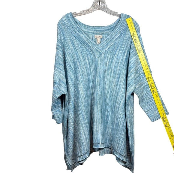 NWT LOGO by Lori Goldstein Dolman Sleeve V-Neck Sweater Azure Blue Size L - Picture 7 of 9